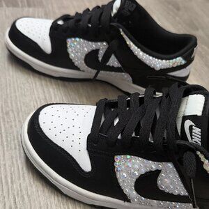 Custom Nike Dunk Low Pearl Crystal Sneakers – Youth 5.5Y Fits Women’s 7